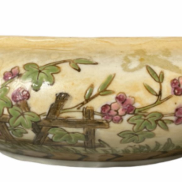 Vintage 7" China Trader Porcelain Powder Jar Trinket Box Lidded Ceramic Round - Picture 4 of 5